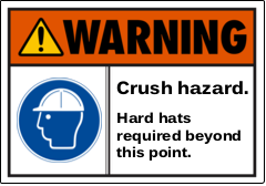 ANSI Safety Label - Caution - Hard Hat - Protection Required
